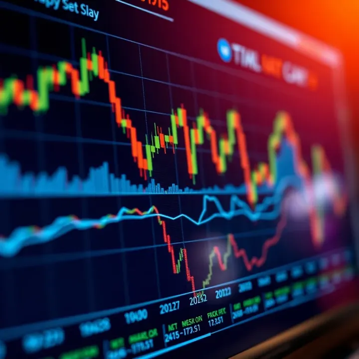 Graphical representation of market trends influenced by economic data releases on a digital dashboard