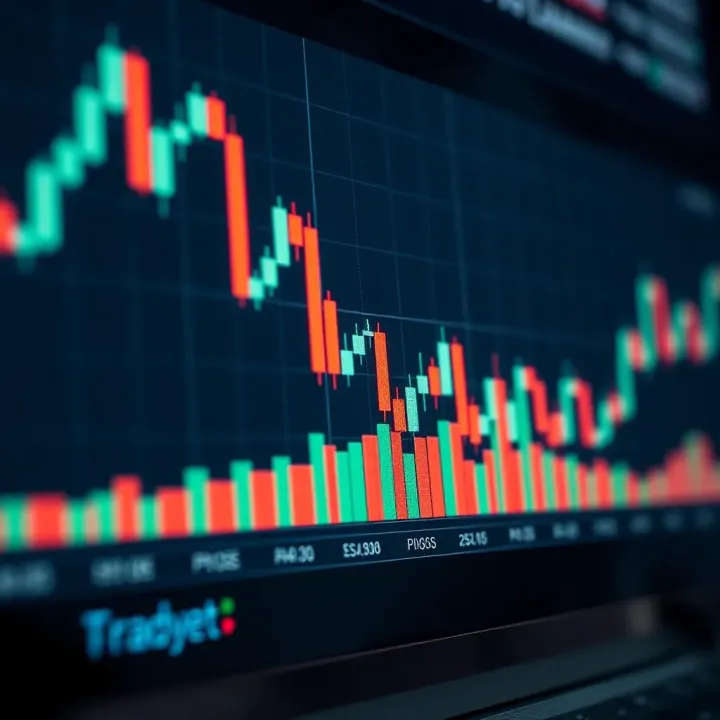 Graph showing price movements with candlestick patterns on a financial chart