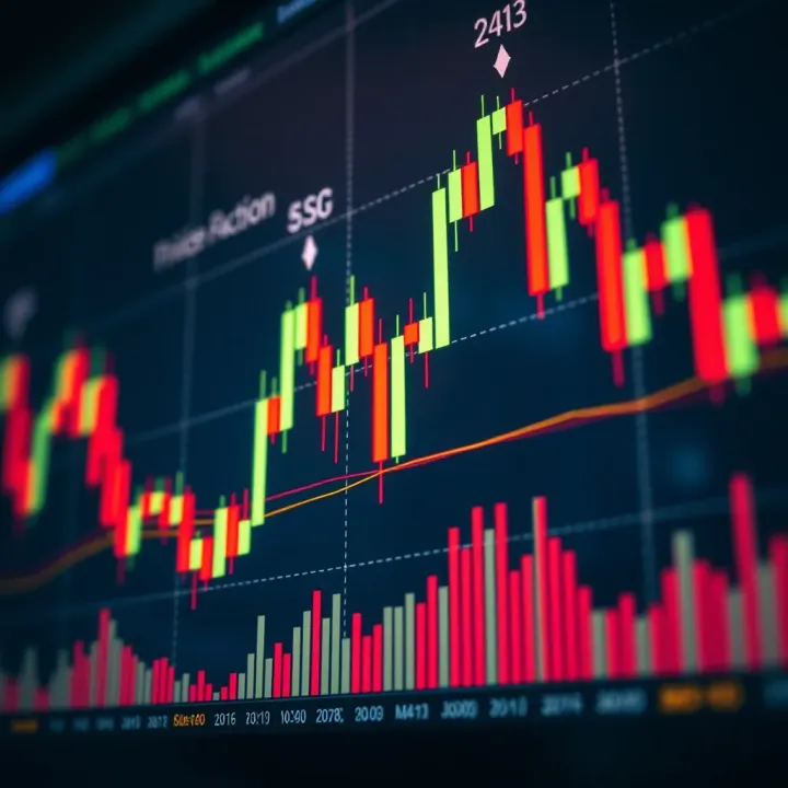 Chart showing candlestick patterns used in price action trading analysis