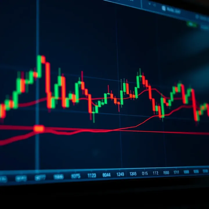 Candlestick chart showcasing price movements with key support and resistance levels highlighted