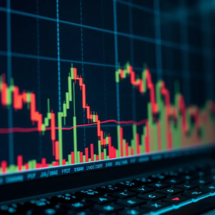 Candlestick chart showing price action patterns and trend movements on a financial market graph
