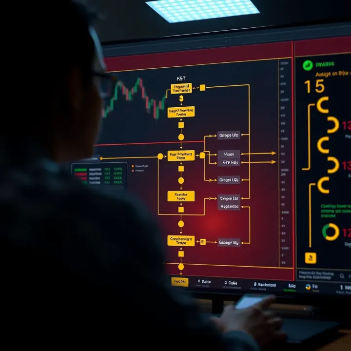 Flowchart showing key programming components and testing phases for automated binary options trading system