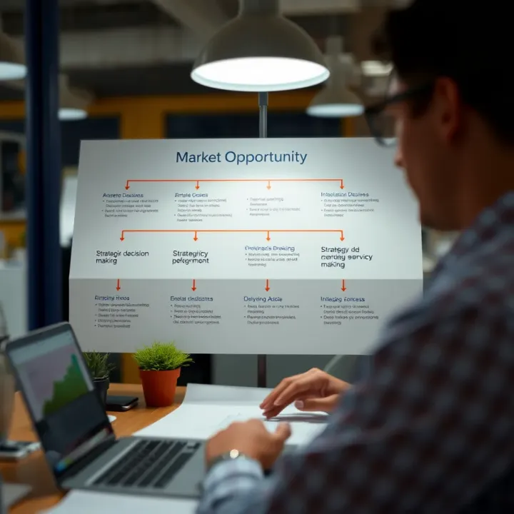 Diagram illustrating strategic decision-making tools and market opportunity assessment