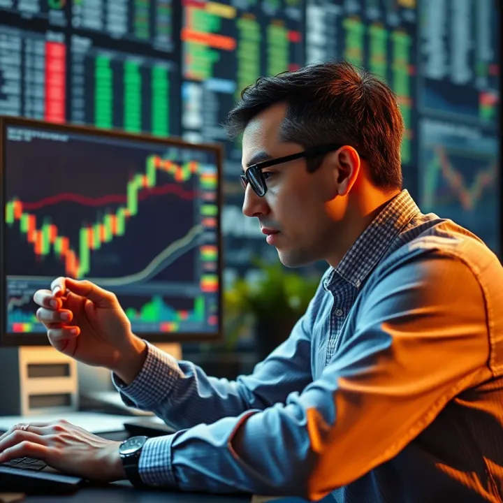 Trader analyzing chart patterns and price action strategies for decision making