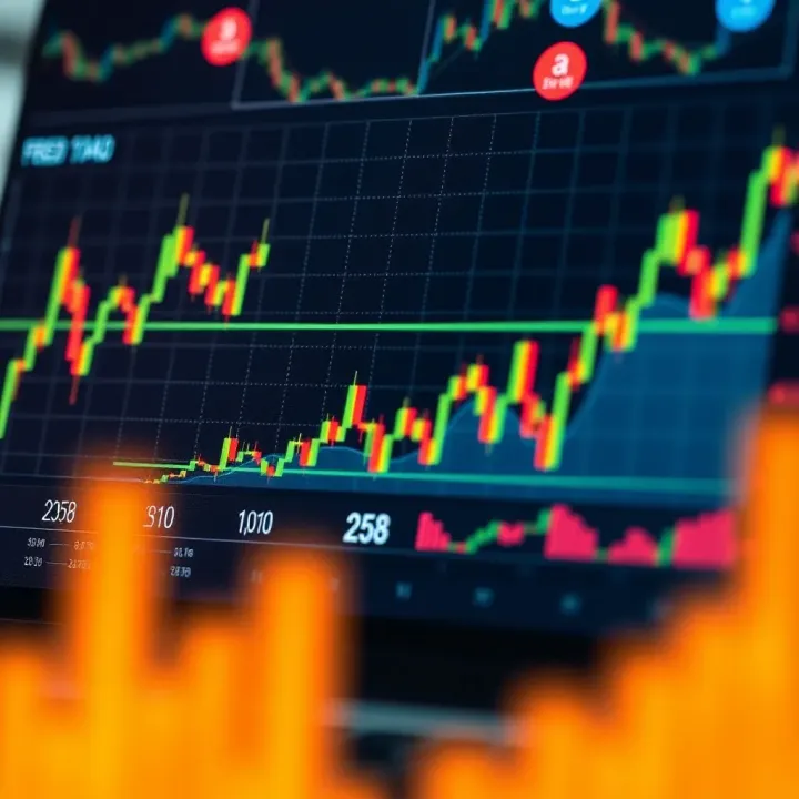 Graph showing financial market trends and binary options trading signals