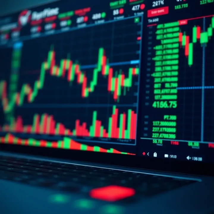 Digital abstract showing financial charts and binary options trading concepts