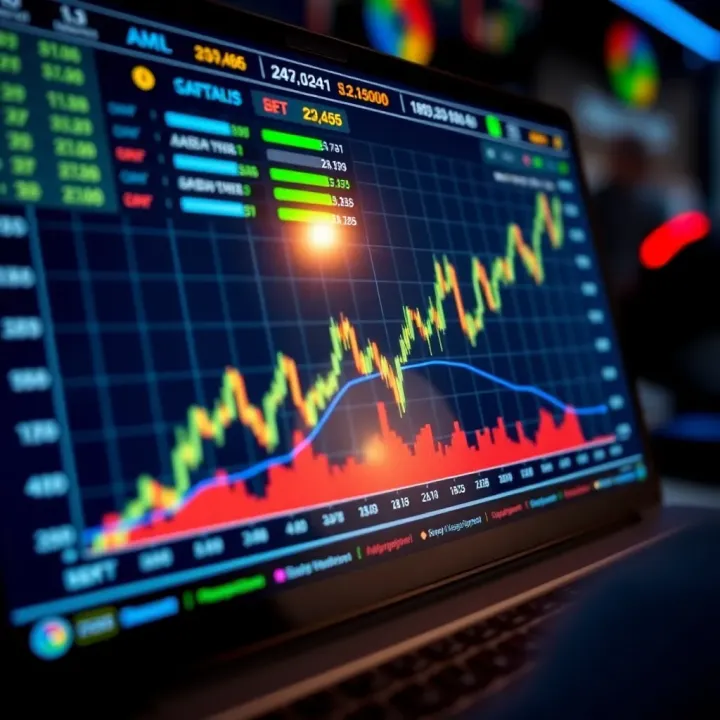 Graph showing binary options trading trends with bonus incentives on digital platform